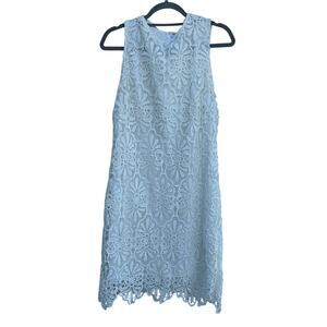 Adrianna Papell White Crochet Lace Shift‎ Dress, Lined, Sleeveless, Sz 12